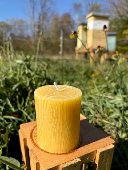 Pure Beeswax Candle (Wood Grain)